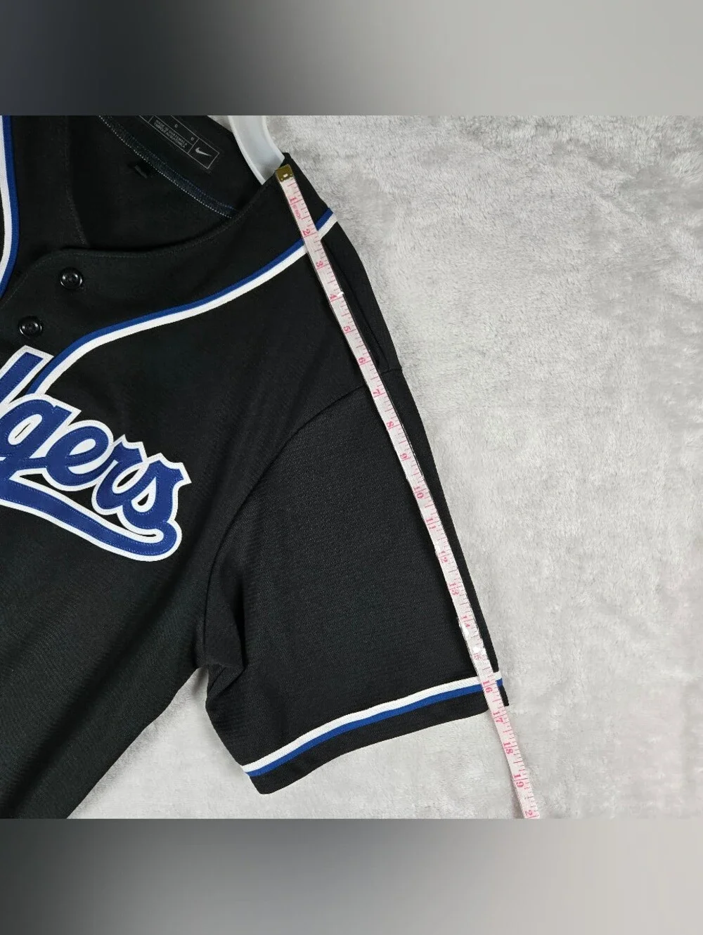 Nike Los Angeles Dodgers Button Up Jersey Mens Size Large L Black Lights Out